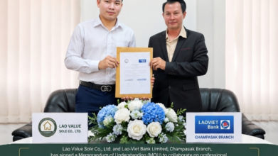 Lao Value Sole Co Ltd Signs Memorandum of Understanding MOU with LaoViet Bank Limited Champasak Branch Lao Value Property Valuation
